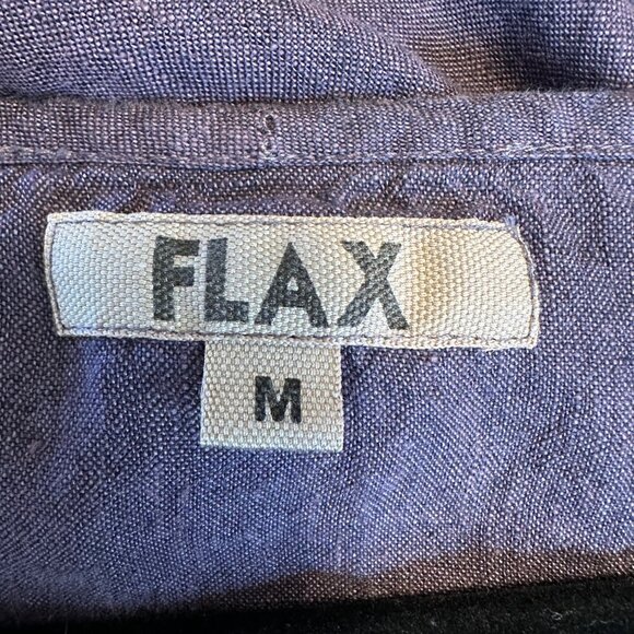 Flax Womens Eggplant 100% Linen Relaxed Scoop Neck Short Sleeve Tunic Dress M - Picture 6 of 10